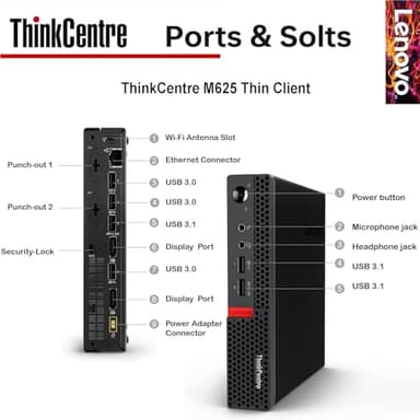 Lenovo ThinkCentre Mini Business Desktop, Ultra-Quiet Design, Dual-4K Monitor Support, 16GB Memory, 1TB PCIe SSD, AMD Dual-Core Processor, USB-C, Wi-Fi, RJ-45, Bluetooth, KB & Mouse, Windows 11 Pro - Image 3