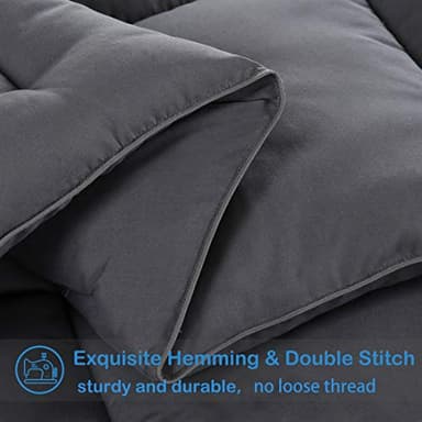 EASELAND Oversized Queen Down Alternative Comforter - Quilted Duvet Insert for All Seasons, Soft Lightweight with Corner Tabs, Summer Winter Warm Bedding, Dark Grey 98×98 Inches - Image 5