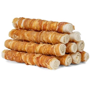 MON2SUN Dog Treats, 9 Inch Chicken Wrapped Rawhide Rolls Snacks, Teeth Cleaning and Long Lasting Chews for Medium and Large Dogs, 38.8oz (10 Count-Pack of 1) - Image 1