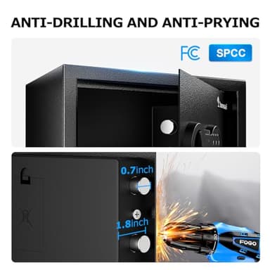 Bonsaii Safe Box with Fireproof Bag, Home Safe with Removable Shelf for Money Documents Jewelry Valuables, 0.6 Cubic Feet, 9.84"D x 13.78"W x 9.84"H, Black - Image 7