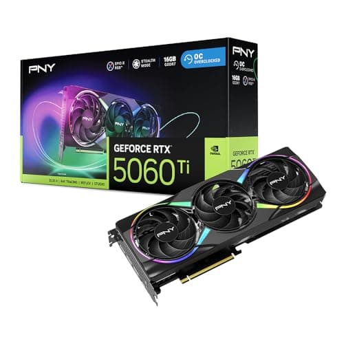 PNY NVIDIA GeForce RTX™ 5060 Ti 16GB ARGB Overclocked Triple Fan Graphics Card (DLSS 4, PCIe® 5.0, HDMI®/DP 2.1, 2-Slot, Epic-X™ RGB Lighting) - Image 1