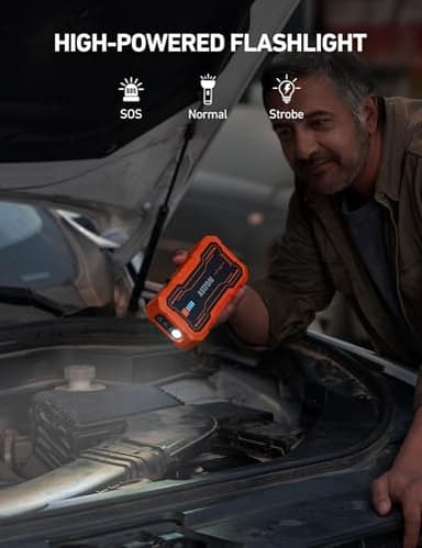 AstroAI S8 Pro Car Battery Jump Starter, 3000A Peak Jump Starter Battery Pack for Up to 9.0L Gas & 7.0L Diesel Engines, 12V Portable Jumper Box with 3 Modes Flashlight and Jumper Cables,Orange - Image 7