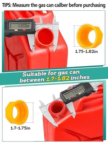 Gas Can Spout Replacement - 6 Kit Fuel Can Tank Nozzle with Gasket for 1/2/5/10 Gal Oil Cans, Easy to install, Durable Anti-Spill with Screw Collar Caps, Spout Cover, Base Cap, Drill Bit - Image 2