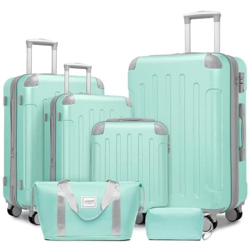 LARVENDER Luggage Sets 6 Piece Hardshell Expandable Suitcases with Spinner Wheels TSA Lock, Lightweight ABS Travel Carry On Suitcase Set for Women, Mint Green - Image 1