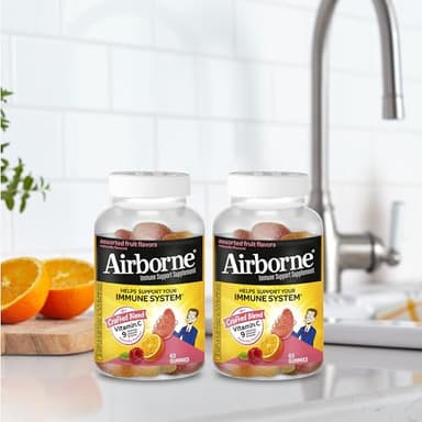 Airborne 750mg Vitamin C Gummies for Adults, Immune Support Gummies with Powerful Antioxidants VIT C & E, Caffeine Free - 2x63ct Bottle (42 Servings), Assorted Fruit Flavor - Image 10