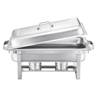 VEVOR Chafing Dish Buffet Set, 8 Qt 4 Pack, Stainless Steel Chafer with 4 Half Size Pans, Rectangle Catering Warmer Server with Glass Lid Water Pan Folding Stand Fuel Holder, for Wedding Party Banquet - Image 9