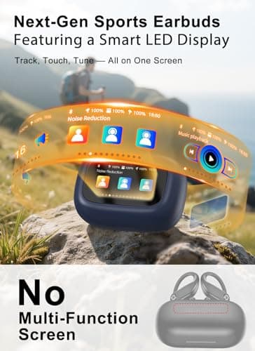 jaddsa Wireless Earbuds, ANC Noise Cancelling Sport Ear Buds with Multifunctional Touch Screen, Bluetooth 5.4 Headphones, Bass Stereo Sound, 5 EQ Over-Ear Earbuds for Sports/Workout/Gym-Dark Blue - Image 2