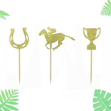Morndew 24 PCS Equestrian Horse and Golden Cup Cupcake Toppers for Theme Party Baby Shower Birthday Party Decorations - Image 4
