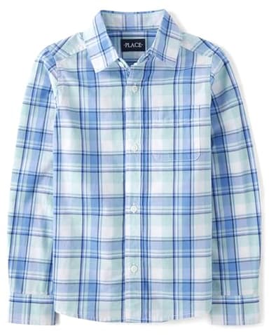 The Children's Place,Long Sleeve Poplin Button Up Shirt,Medium (7/8) - Image 1