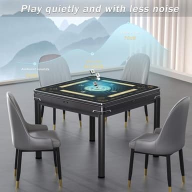 2F22E Mahjong Mat - Non-Slip Noise Reduction Gaming Mat 32.4x32.4 Inch for Mahjong/Poker/Board Games/Card Games/Dominoes (Black) - Image 4