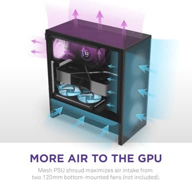 NZXT H5 Flow RGB 2024 - Compact ATX Mid-Tower PC Gaming Case - High Airflow - F360 RGB Core (CV) Included - 360mm Front & 240mm Top Radiator Support - Cable Management - Tempered Glass - Black - Image 3