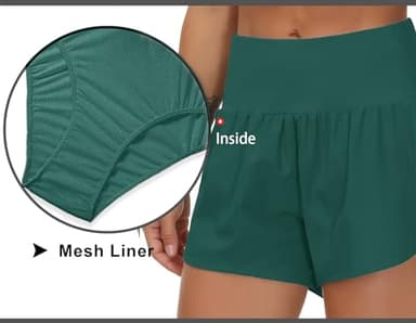 THE GYM PEOPLE Womens High Waisted Running Shorts Quick Dry Athletic Workout Shorts with Mesh Liner Zipper Pockets Dark Green - Image 5