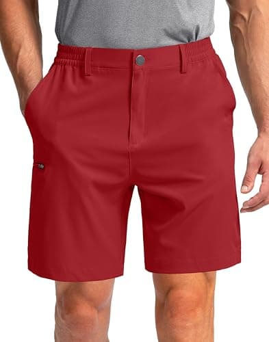 Pinkbomb Men's Golf Shorts with 6 Pockets Stretch Quick Dry Hiking Work Dress Shorts for Men red S - Image 1