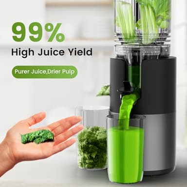 Cold Press Juicer Machines, High Nutrient Retention, 99% Juice Yield, 5.3" Wide Feed Chute for Whole Fruits & Vegetables, Quiet Slow Masticating Juicer, BPA-Free, Easy to Clean - Image 6
