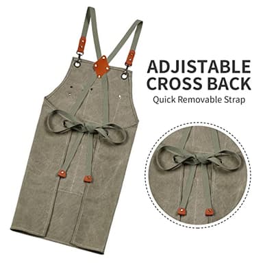 ZOMAO Cotton Canvas Cross Back Apron for Men and Women,Chef Apron With Adjustable Strap and Large Pockets,Kitchen Cooking Baking Bib Heavy Duty Work Apron - Image 2