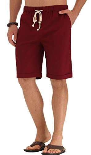 NITAGUT Men's Linen Casual Classic Fit Short (XL(US 41-44), 07 Wine Red) - Image 5