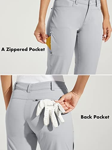 Willit Women's Golf Pants Hiking Pants Quick Dry Lightweight Outdoor Casual Pants with Pockets Water Resistant Gray 10 - Image 6