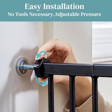 InnoTruth Baby Gate 29–39.6" Wide, 30" Tall Dog Gate for Stairs and Doorways, Pressure Mounted Metal Pet Gate with Dual Lock, Easy Walk-Through and Expandable Design, Black - Image 7