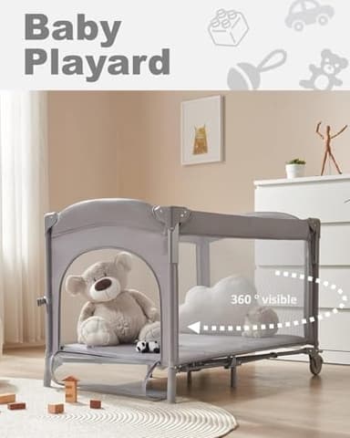 BEKA 4 in 1 Baby Bassinet Bedside Sleeper, Baby Bedside Crib 4 Functions, Bedside Bassinet Crib Sleeper, Playard, Changing Table, Baby Bassinet for Newborn Baby - Image 5
