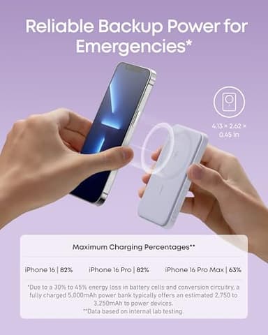 Anker 621 Magnetic Portable Charger (MagGo), 5,000mAh Wireless Power Bank with USB-C Cable, Magsafe-Compatible Battery Pack for iPhone 16/15/14/13/12 Series - Image 3