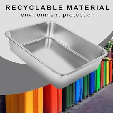 Stainless Steel Cat Litter Box for Big Cats,Small Stainless Steel,Large Metal Cat Litter Box-Easy to Clean.(17.5" L x 13.6" W x 4.1" H). - Image 6