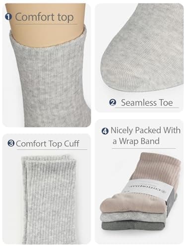 COTTON DAY Womens Soft Combed Cotton Crew Socks Beige Gray Olive BGO Shoe Size 6-9 - Image 3