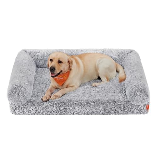 Feandrea Dog Bed, Orthopaedic Dog Sofa Bed for Medium and Large Dogs, Waterproof Ped Bed with Removable Washable Cover, 42 x 31.5 x 9 Inches, Gray Ombré UPGW233G01 - Image 1