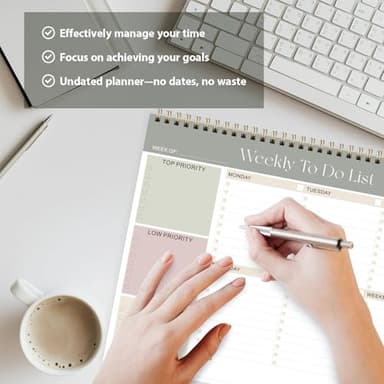 Weekly To Do List Notepad, Undated Planner with 52 Sheets (8.5''x11''), Desk Weekly Planner for Women & Man, Home School & Work - Image 7