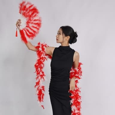 65g Turkey Chandelle Feather Boa for Party Bulk,Halloween,Wedding,Centerpieces,Concert,Costume,Dress Fringe and Home Decoration (Red w White) - Image 4