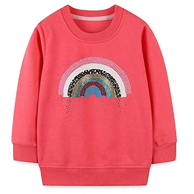 Bumeex Toddler Girl's Sweatshirt Clothes Outfit,Rainbow Crewneck Christmas Clothing Pink 4t - Image 1