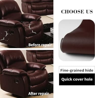 Lifeshoon Leather Repair Patch, 17X237 Inch Self Adhesive Leather Repair, Large Vinyl Patch Tape for Couches, Furniture, Car Seats, Cabinets, Wall, Handbags (Brown, 17X237 Inch) - Image 4