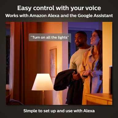 Philips Hue Smart Light Starter Kit - Includes (1) Bridge, (1) Dimmer Switch and (2) A19 LED Bulbs - White and Color Ambiance Color-Changing Light - 800LM - E26 - Control with App or Voice Assistant - Image 3