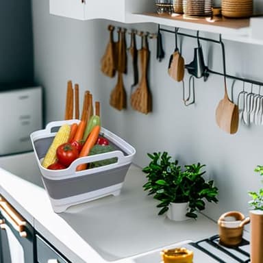 GIMWA Collapsible Wash Basin for Baby Bottles - 2.4 Gallons Portable Wash Bin for RV Camping Sink, Space-Saving Dish Tub (Gray) - Image 8