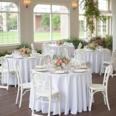 sancua White Round Tablecloth 132 Inch Diameter, 6 Pack - Circle Polyester Fabric Table Cloth for Wedding Party Reception Banquet Birthday, Washable Formal Table Cover (Fit 54-96 Inch Tables) - Image 2