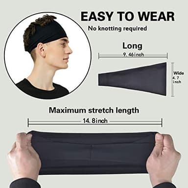 Pilamor Sports Headbands for Men (5 Pack),Moisture Wicking Workout Headband, Sweatband Headbands for Running,Cycling,Football, Yoga,Hairband for Women and Men(Gray, Green, White, Blue, Black) - Image 5