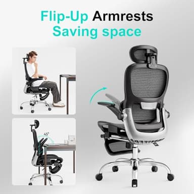 Ergonomic Ofice Chair with Adaptive BackrestSGS Class 4 Gas Clylinder and Flip-Up Armrests,Breathable Mesh, Adiustable Headres - Image 8