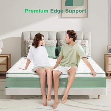 Novilla King Size Mattress, 10 Inch Hybrid Mattress in a Box, Gel Memory Foam & Individually Wrapped Pocket Coils Innerspring for Cozy Sleep, Pillow Top King Mattresses, Medium Firm & Motion Isolation - Image 4