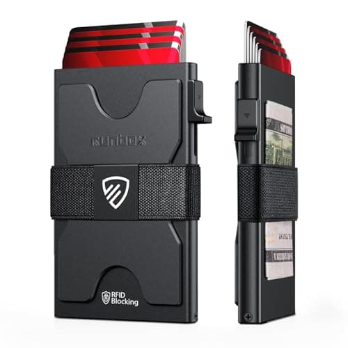 Mens Card Cases, Slim Card Holder Wallet for Men and Women, Minimalist RFID Blocking Wallet with Pop-Up Function, Thin Design, Metal Card Cases Holds 6+6 Cards, Gifts for Men, Men's Accessories - Image 1