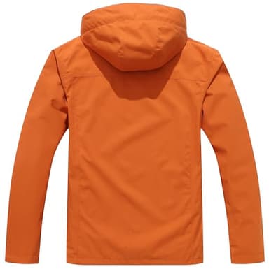 OTU Men's Lightweight Waterproof Hooded Rain Jacket Outdoor Raincoat Shell Jacket for Hiking Travel Orange XL - Image 2