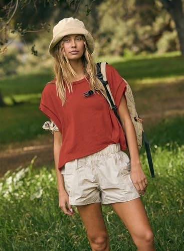 Kumufenc Womens Oversized Tshirts Open Back Batwing Sleeve Gym Shirts Boat Neck Slouchy Tees Workout Athletic Top(Red,L) - Image 3