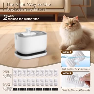 SORON 20 Packs Filter Replacement Compatible with PETLIBRO Cat Water Fountain PLWF005/PLWF105/PLWF115, Upgrade Replacement Filters Fit Pet libro Pet Water Fountain, Easy to Install - Image 4