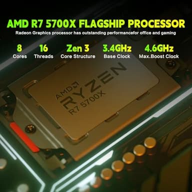 AEXPXO Gaming PC Desktop,Prebuilt Gaming Computer with,AMD Ryzen 5 5700X 3.4GHz,RTX4060 8GB GDDR6,32GB DDR4 RAM 3200MHz,1TB NVME SSD,ARGB Cooling Fan,600W Gold Power,Supply WiFi Support - Image 5