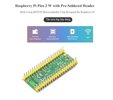 Pico 2 W with Pre-Soldered Header Compatible with Raspberry Pi Pico 2 W Microcontroller Board, 2.4GHz 802.11n Wireless LAN WiFi 4 and Bluetooth 5.2, Based on RP2350 Dual-Core & Dual-Architecture - Image 3