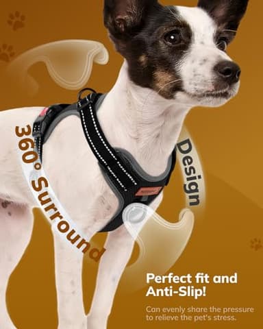 MIDOG No-Pull Dog Harness | Adjustable & Reflective Pet Harness Leash Set for Small Medium Large Dogs Walking, Training| No Choke, Front Clip, Soft Padded Vest with Easy Control Handle - Black, XS - Image 3