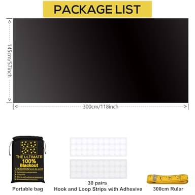 ULIGOOD Portable Blackout Shades (118" x 57") Travel Window Blackout Curtains, 100% Blackout Material Temporary Blackout Blinds for Baby Nursery, Bedroom, Caravan, Office or Travel Use - Image 5