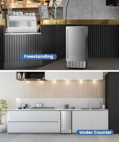 Commercial Nugget Ice Machine,Undercounter Nugget Ice Maker,Stainless Steel Built-in Freestanding Ice Maker,66Lbs/Day,Self-Cleaning & 24H Timer Ice Machine for Bar/Cafe/Business - Image 7