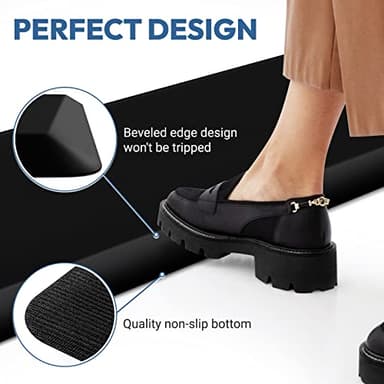 4/5 Inch Thick Kitchen Mat - Cushioned Anti Fatigue Mats for Kitchen Floor - Easy to Clean, Waterproof, Non-Slip Kitchen Rug for Sink, Office, Kitchen (24''x70'' Black) - Image 5
