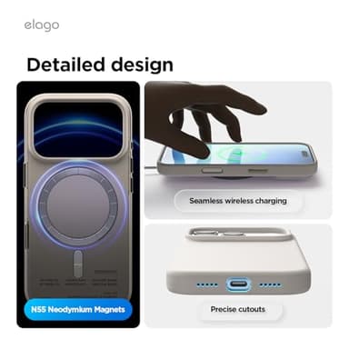 elago for iPhone 17 Pro Case, Premium Magnetic Silicone Case, Compatible with MagSafe, Liquid Silicone Material, Protective Cover, Shockproof, Slim Phone, 6.3 inch (Stone) - Image 7