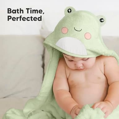 KeaBabies Hooded Baby Towel for Newborn - Viscose Derived from Bamboo Large Baby Bath Towels with Hood for Boys, Girls, Toddler, Extra Absorbent & Soft Newborn Bath Essentials (Frog) - Image 9