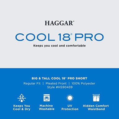 Haggar mens Cool 18 Pro Straight Fit Front 4-way Stretch Expandable Waist With Big & Tall Sizes Pleated Shorts, Khaki, 44 US - Image 5